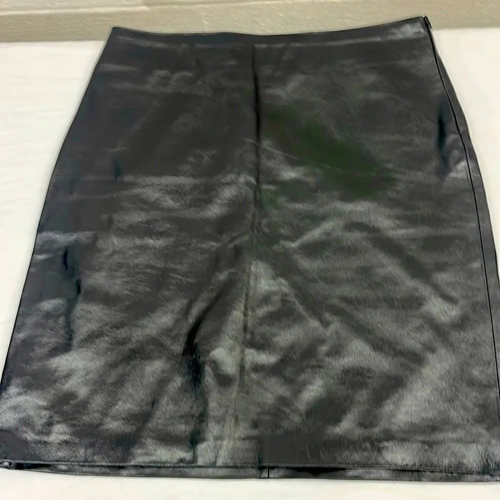 Finity 100% Genuine Leather Knee-Length Skirt, Black, size 12 A-Line Pencil